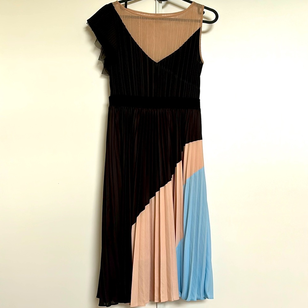 BCBG MaxAzria CIARA black/combo evening dress, asymmetrical, special occasion